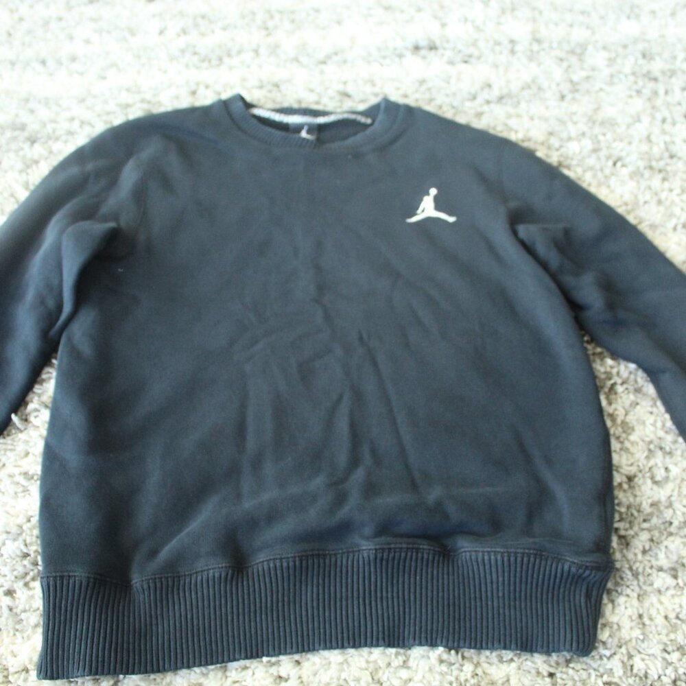 Air Jordan Black Cotton Poly Crew Neck Pullover Sweater Men's Size Medium